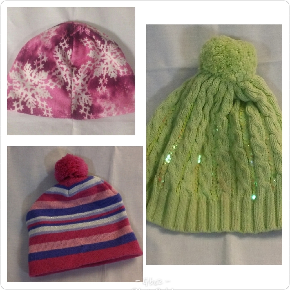 Three Cute Girls Winter Hats